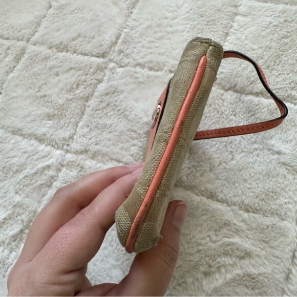 Coach | Signature Peach Leather Stripe | Wristlet - Picture 9 of 12